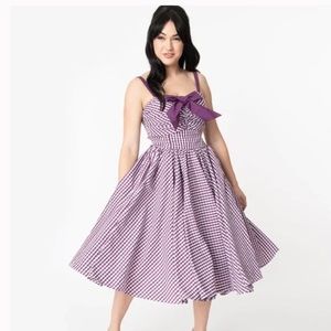 Unique Vintage Purple Gingham Dress